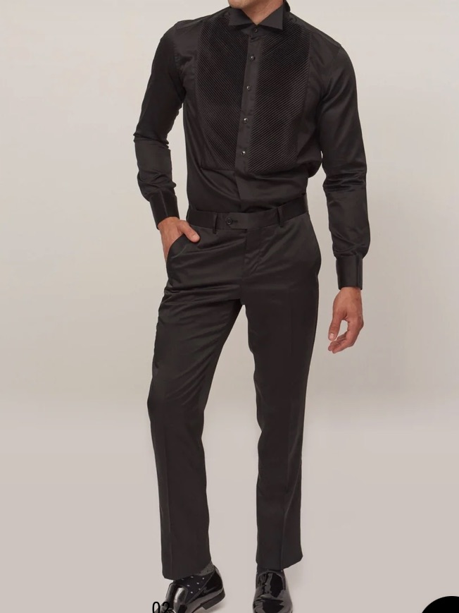 Black Men's Formal Tuxedo Shirt With Wingtip Collar - Nwt, Size S/M Slim